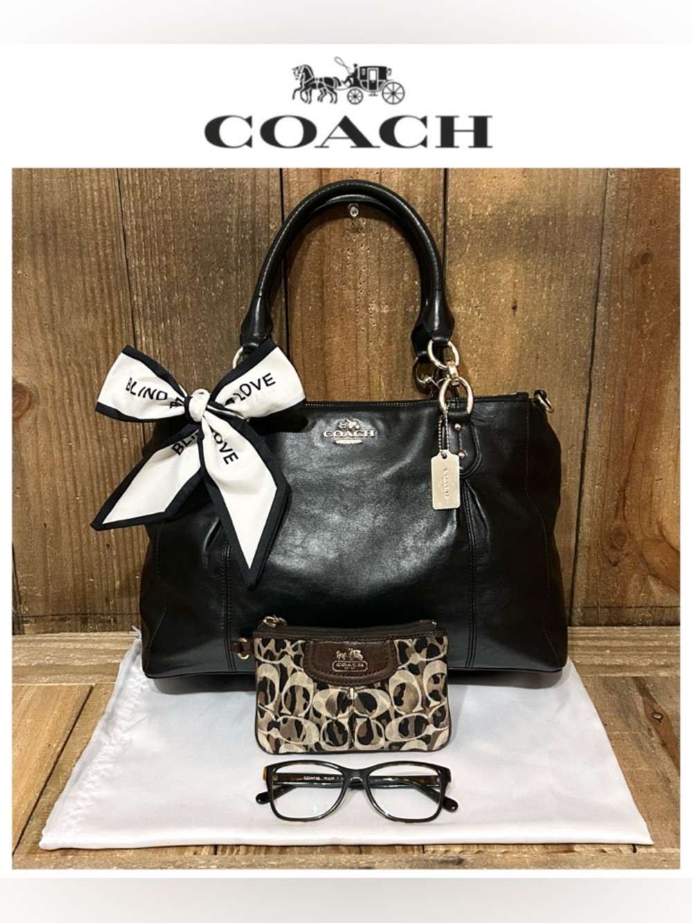 Coach. 5 Piece. Colette Bag with Free Wristlet, Eyeglasses, Scarf & Dust Bag.